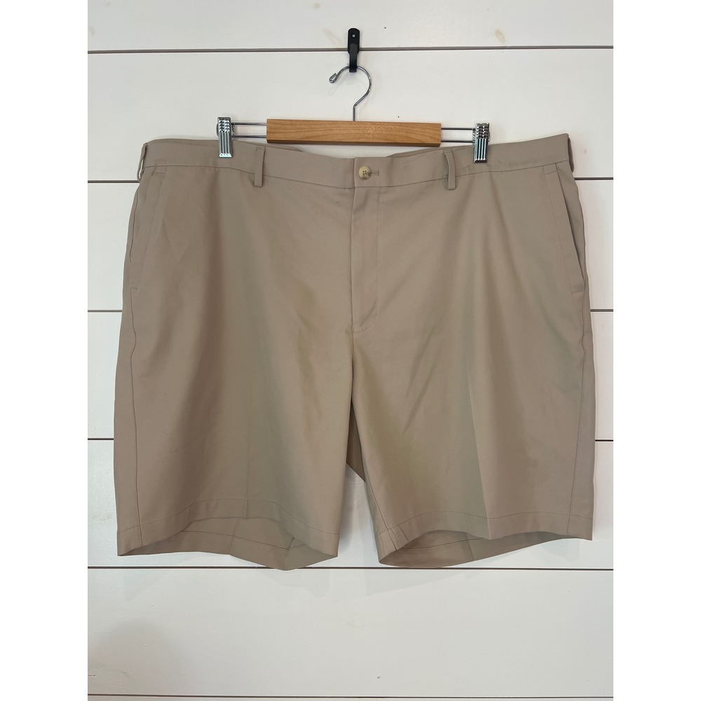 Peter Millar Crown Sport Mens Khaki Performance Preppy Golf Shorts 44 Tan